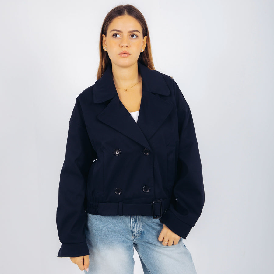 Cropped trench jacket - Navy blue