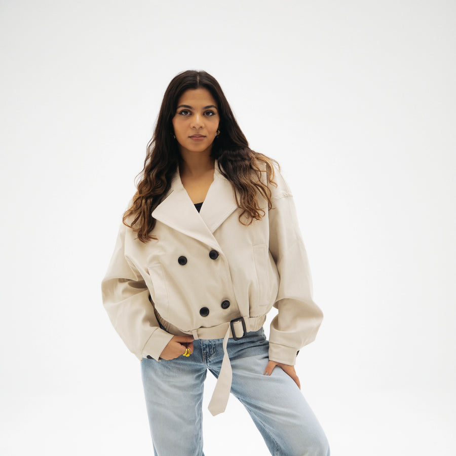 Cropped trench jacket - Off-white