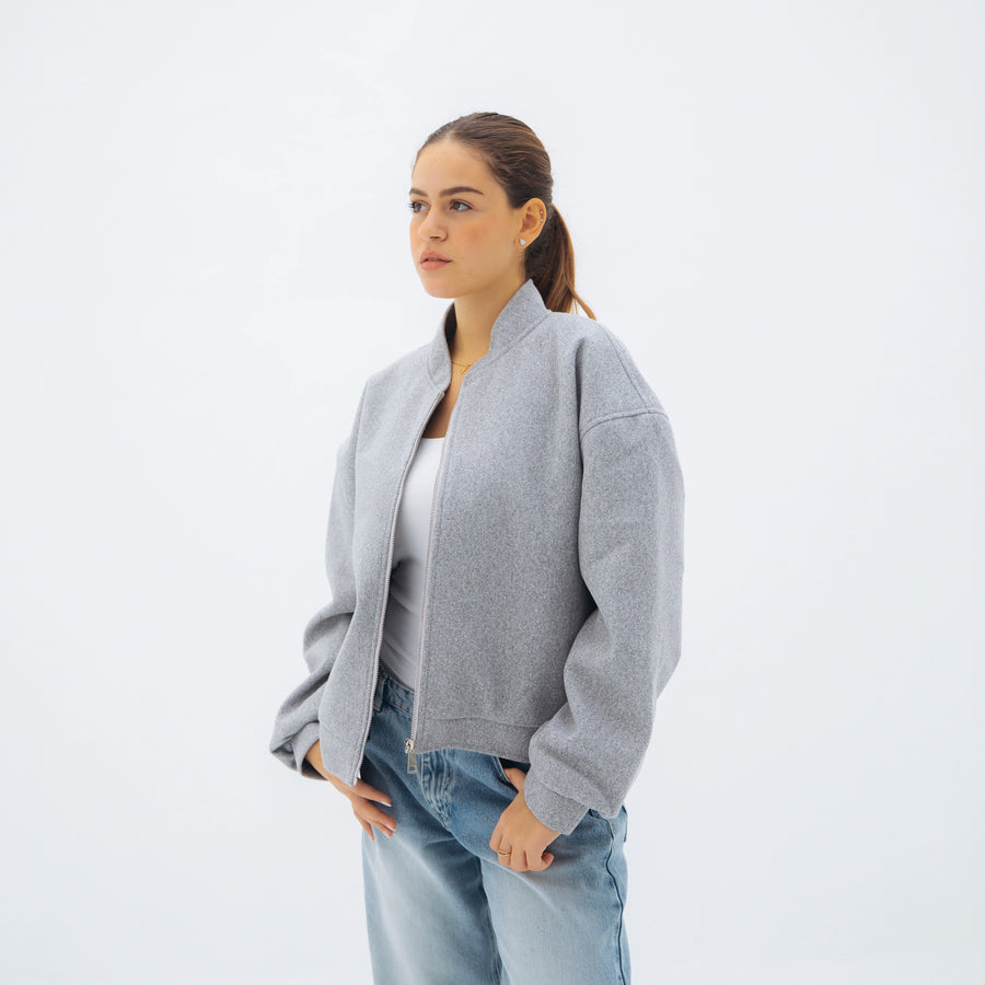 Cozy bomber jacket - light grey