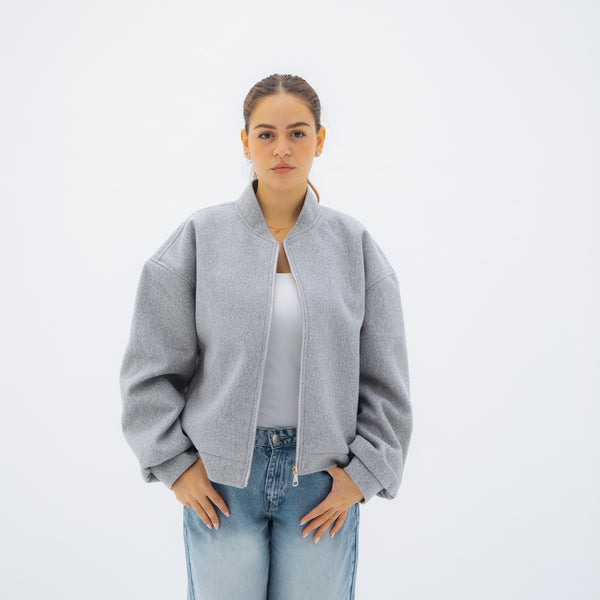 Cozy bomber jacket - light grey