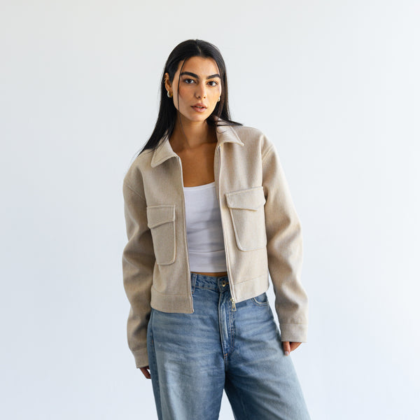 Soft cropped jacket - Beige