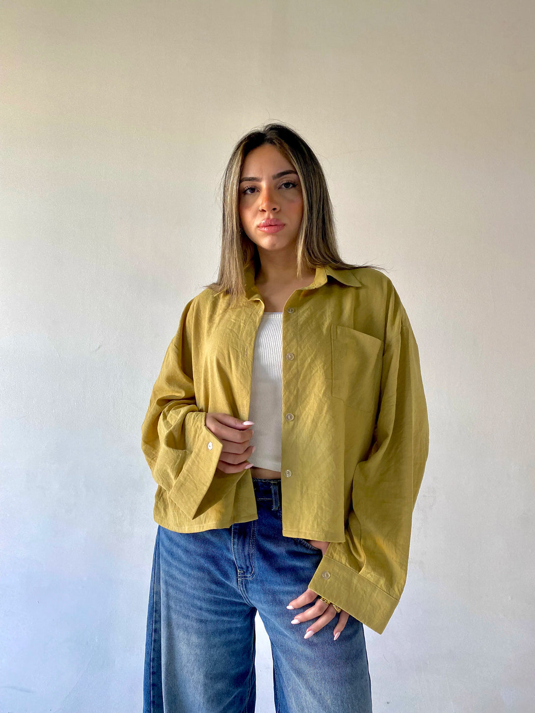 Cropped Linen Shirt